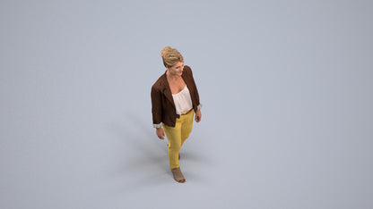scanned 3D woman business walking, photogrammetry people for Enscape and V-Ray, back view render