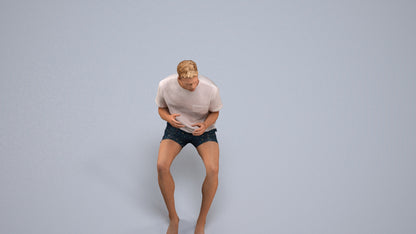 3D scanned man sitting casual, photorealistic archviz people for Enscape and SketchUp, back view render