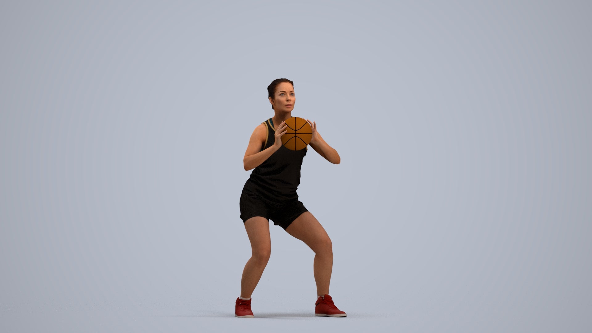 photogrammetry 3D woman sport, realistic human model archviz FBX, standing pose render