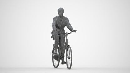 scanned 3D woman casual cycling, photogrammetry people for Enscape and V-Ray, wireframe back view