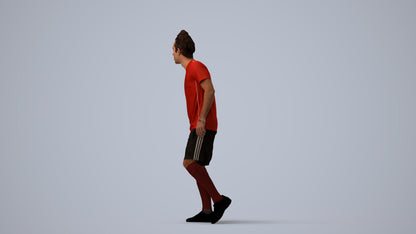 3D human model man sport, photogrammetry scanned person for archviz, three-quarter view render