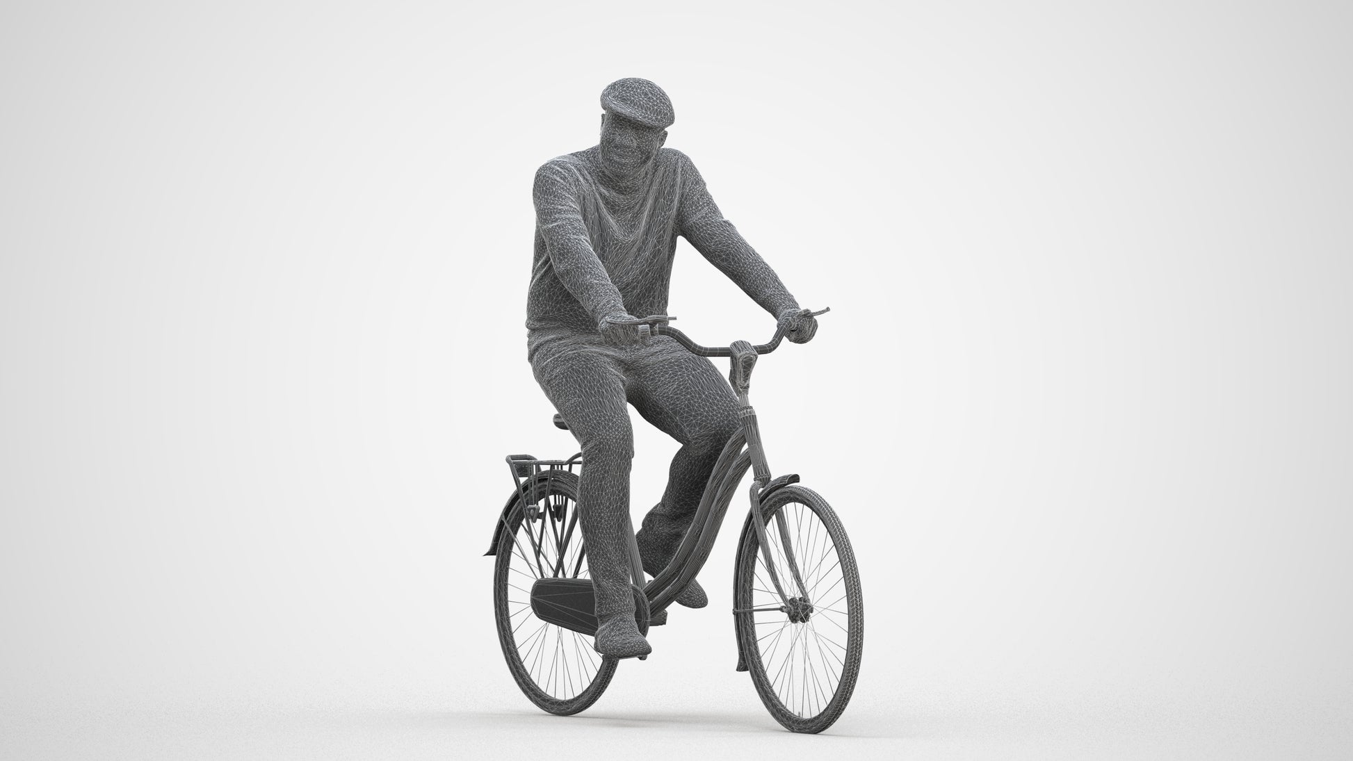 realistic 3D people man casual cycling, render-ready for V-Ray and Corona, FBX OBJ, three-quarter front view render