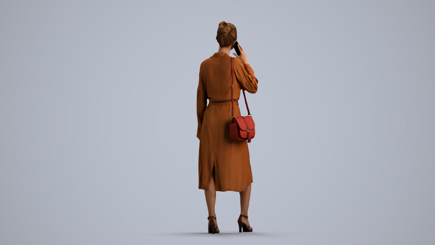 photogrammetry 3D woman casual standing, realistic human model archviz FBX, front view render