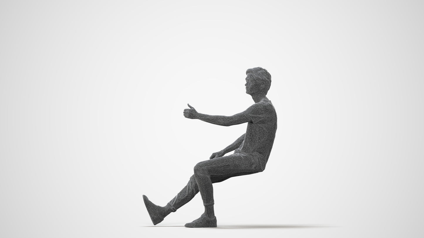 3D people model man casual sitting, scanned human for 3ds Max rendering, square thumbnail