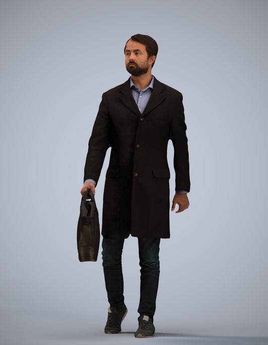 3D human model man business, photogrammetry scanned person for archviz