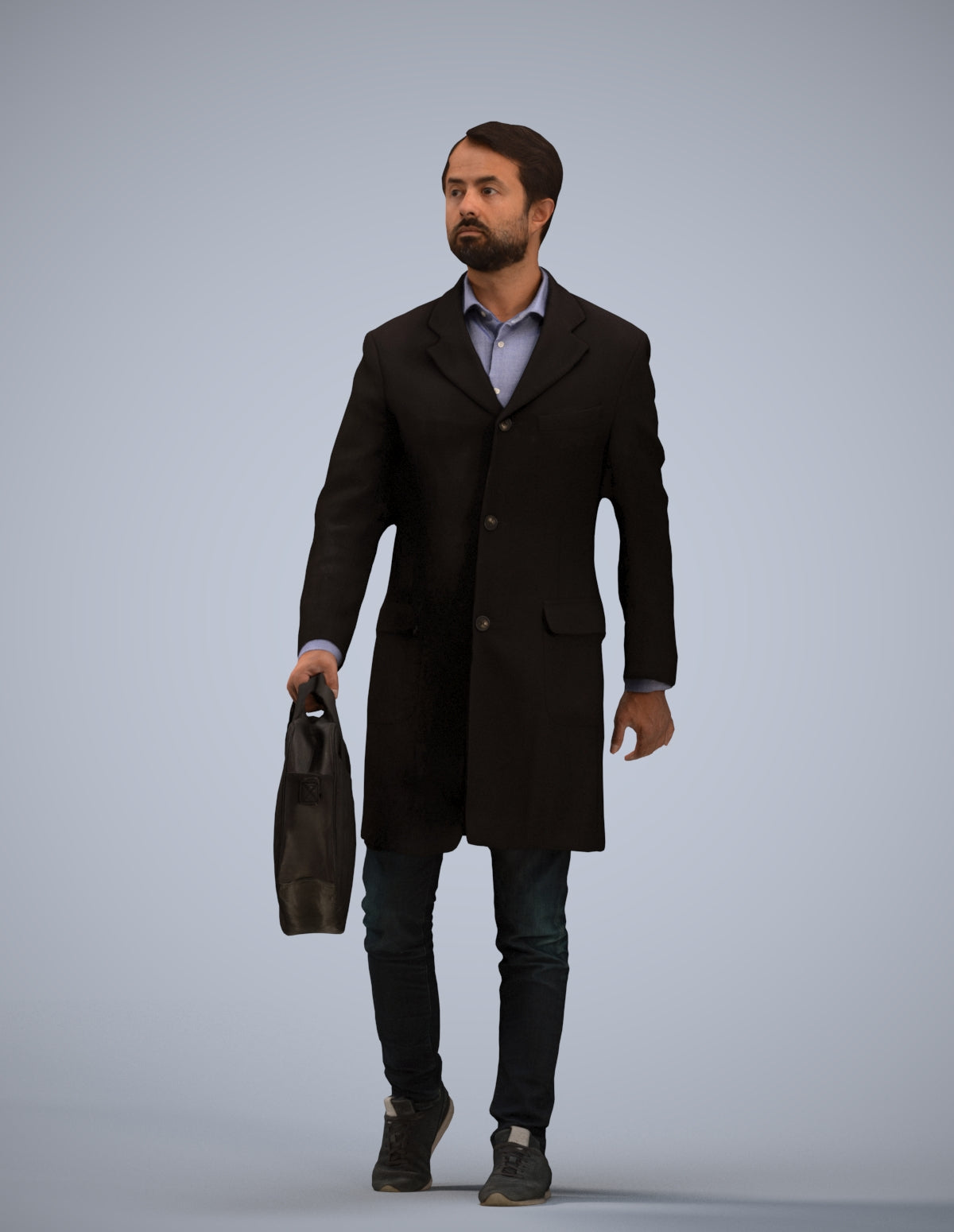 3D human model man business, photogrammetry scanned person for archviz