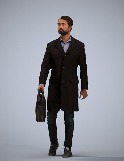 3D human model man business, photogrammetry scanned person for archviz