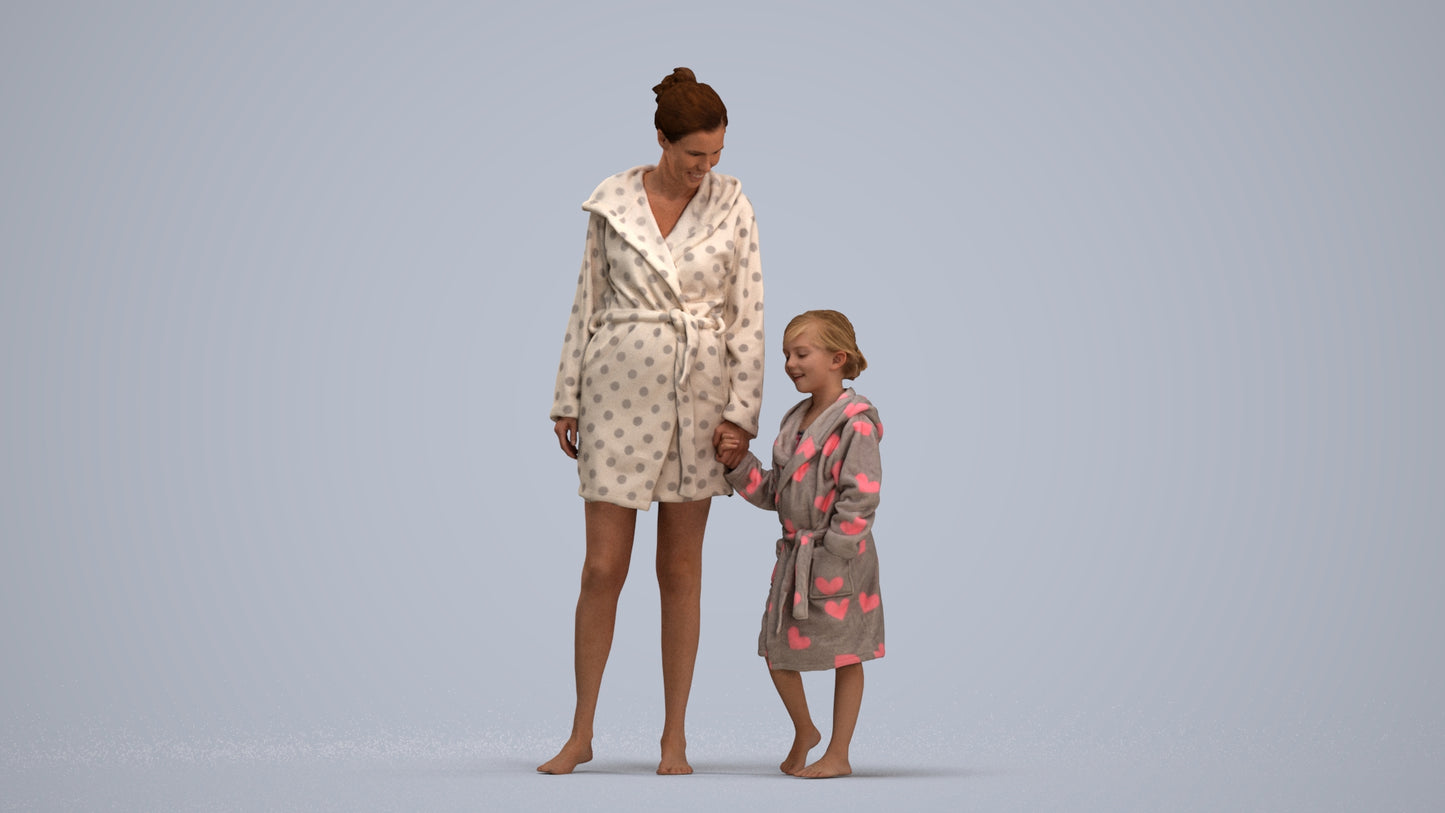 realistic 3D human girl casual kids, archviz people FBX OBJ for Blender, standing pose render