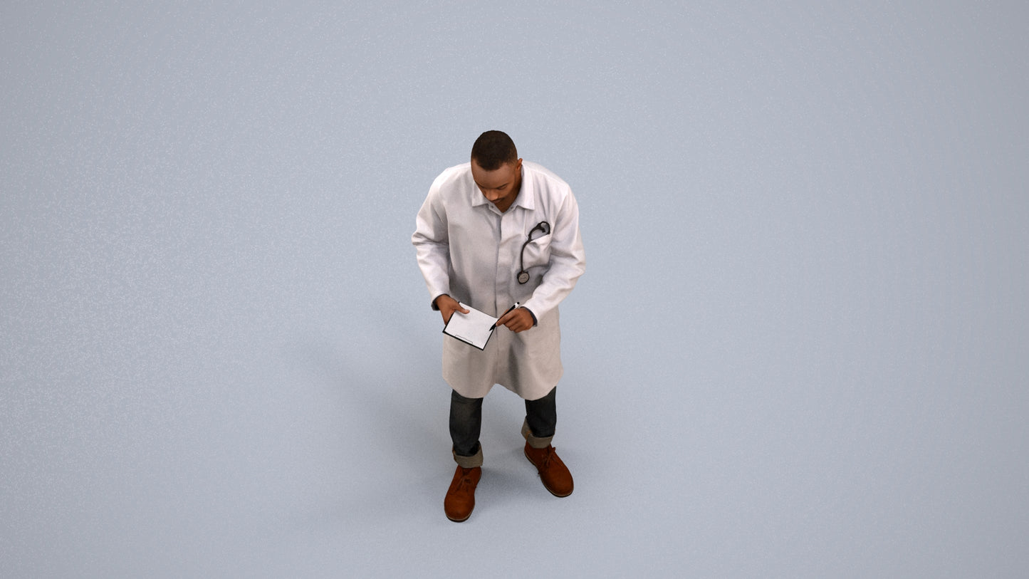 photogrammetry 3D man medical, realistic human model archviz FBX, back view render