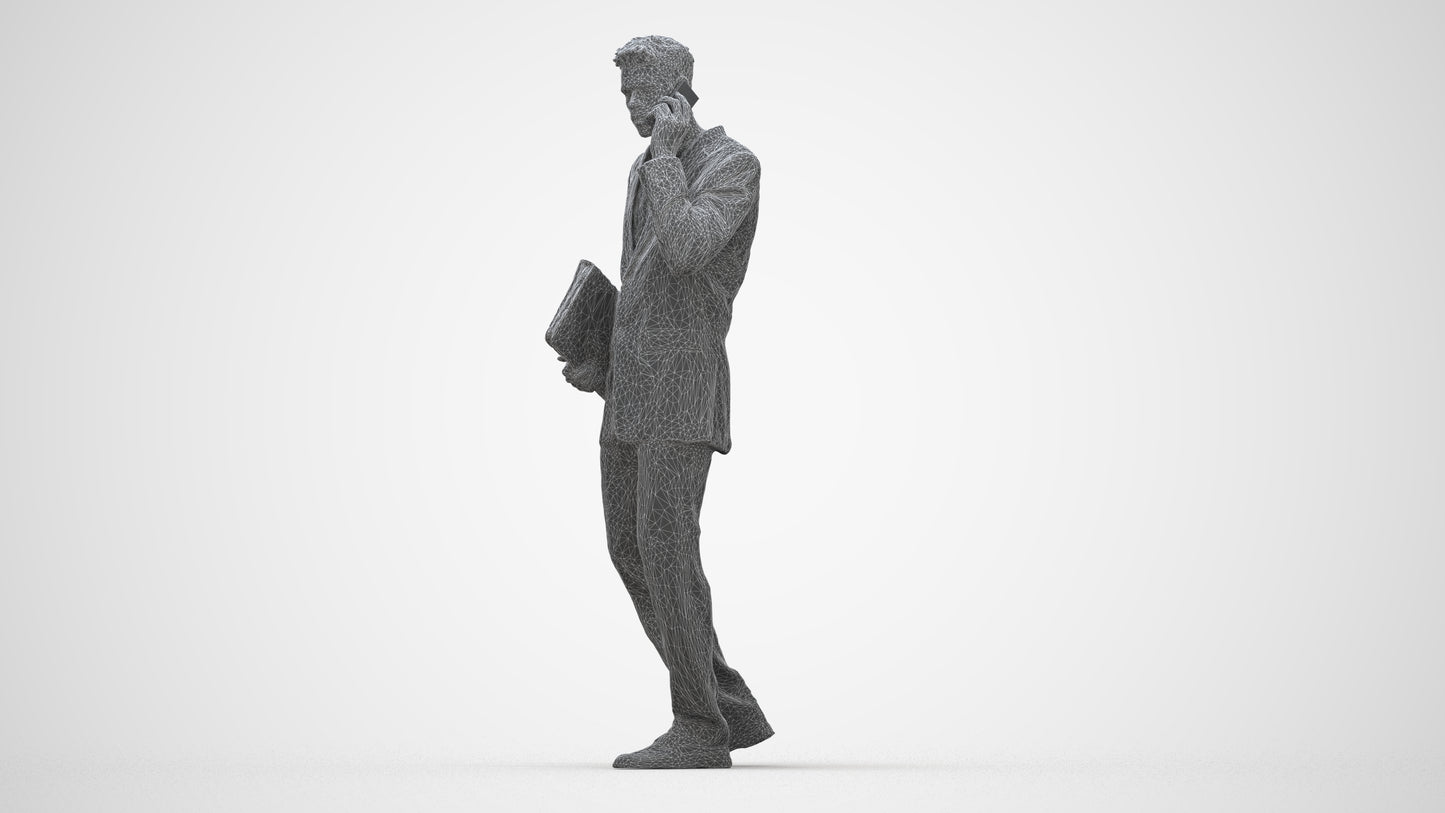 realistic 3D people man business, render-ready for V-Ray and Corona, FBX OBJ, wireframe back view