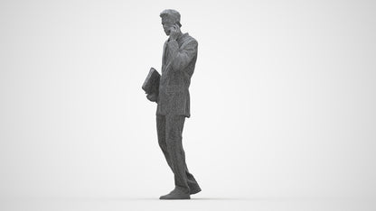 realistic 3D people man business, render-ready for V-Ray and Corona, FBX OBJ, wireframe back view
