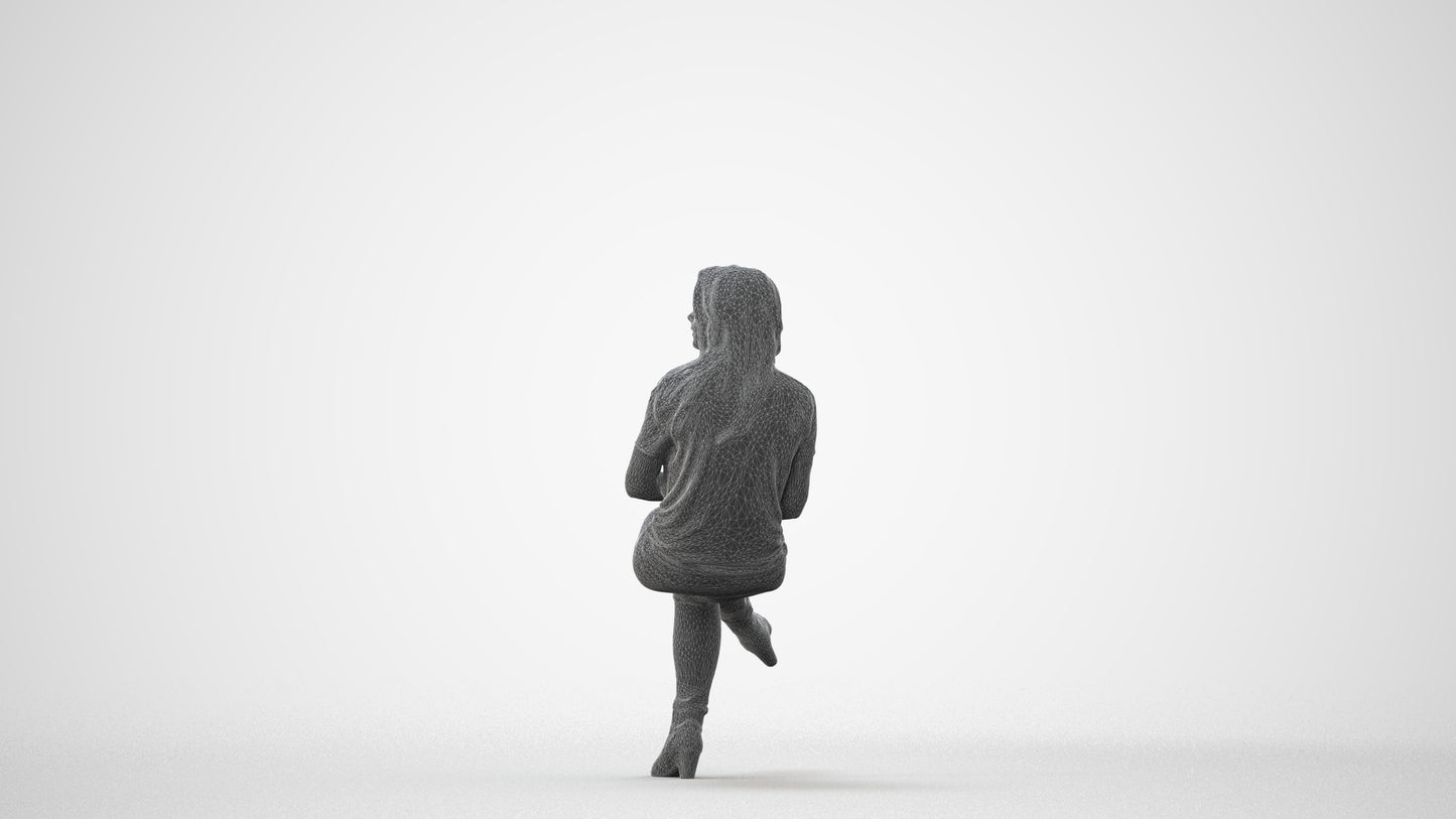 realistic 3D people woman casual sitting, render-ready for V-Ray and Corona, FBX OBJ, square thumbnail