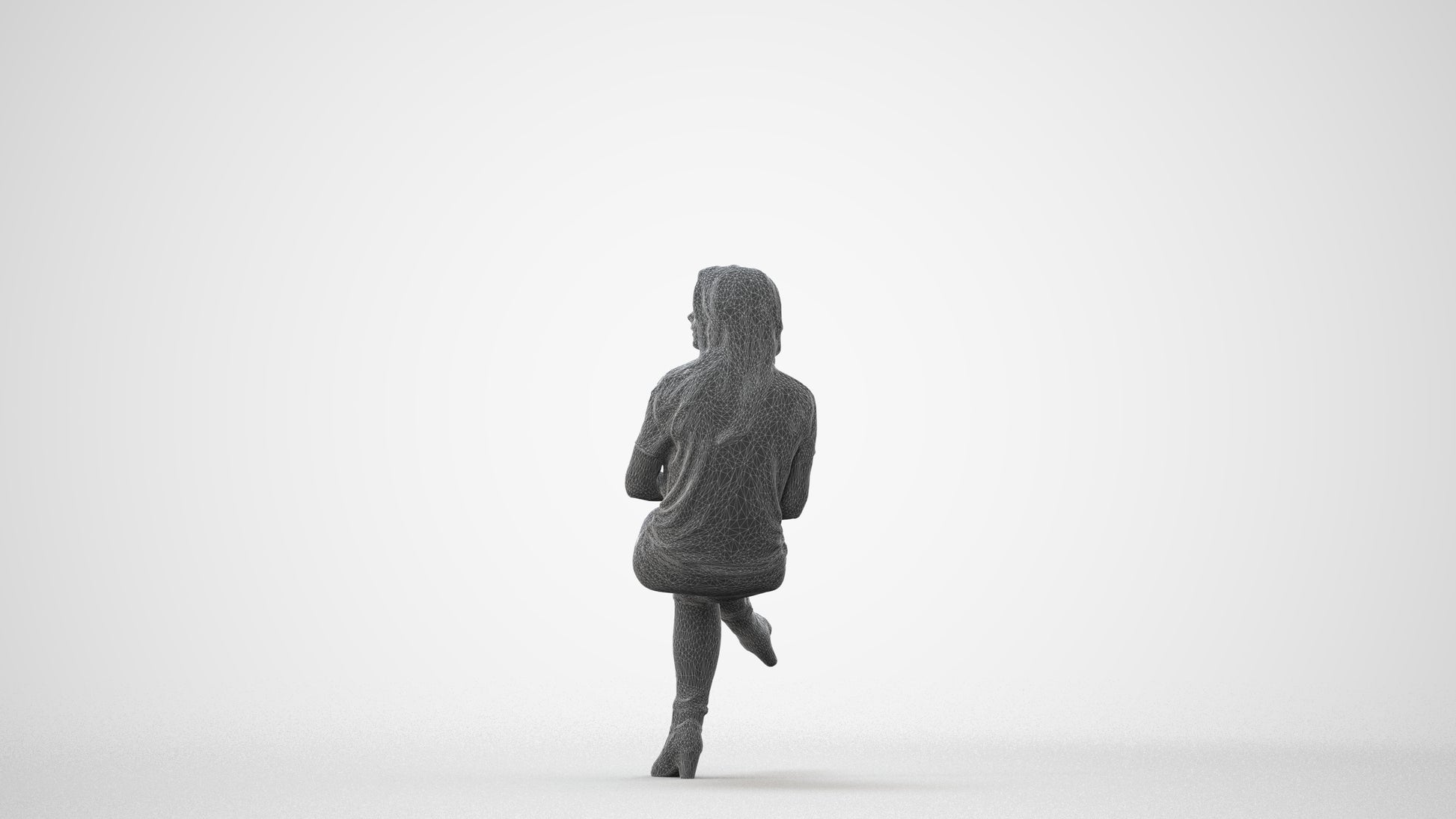 realistic 3D people woman casual sitting, render-ready for V-Ray and Corona, FBX OBJ, square thumbnail