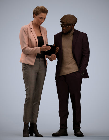 realistic 3D human woman business couple, archviz people FBX OBJ for Blender