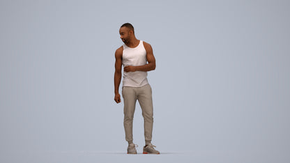 photogrammetry 3D man casual standing, realistic human model archviz FBX, top-down view render