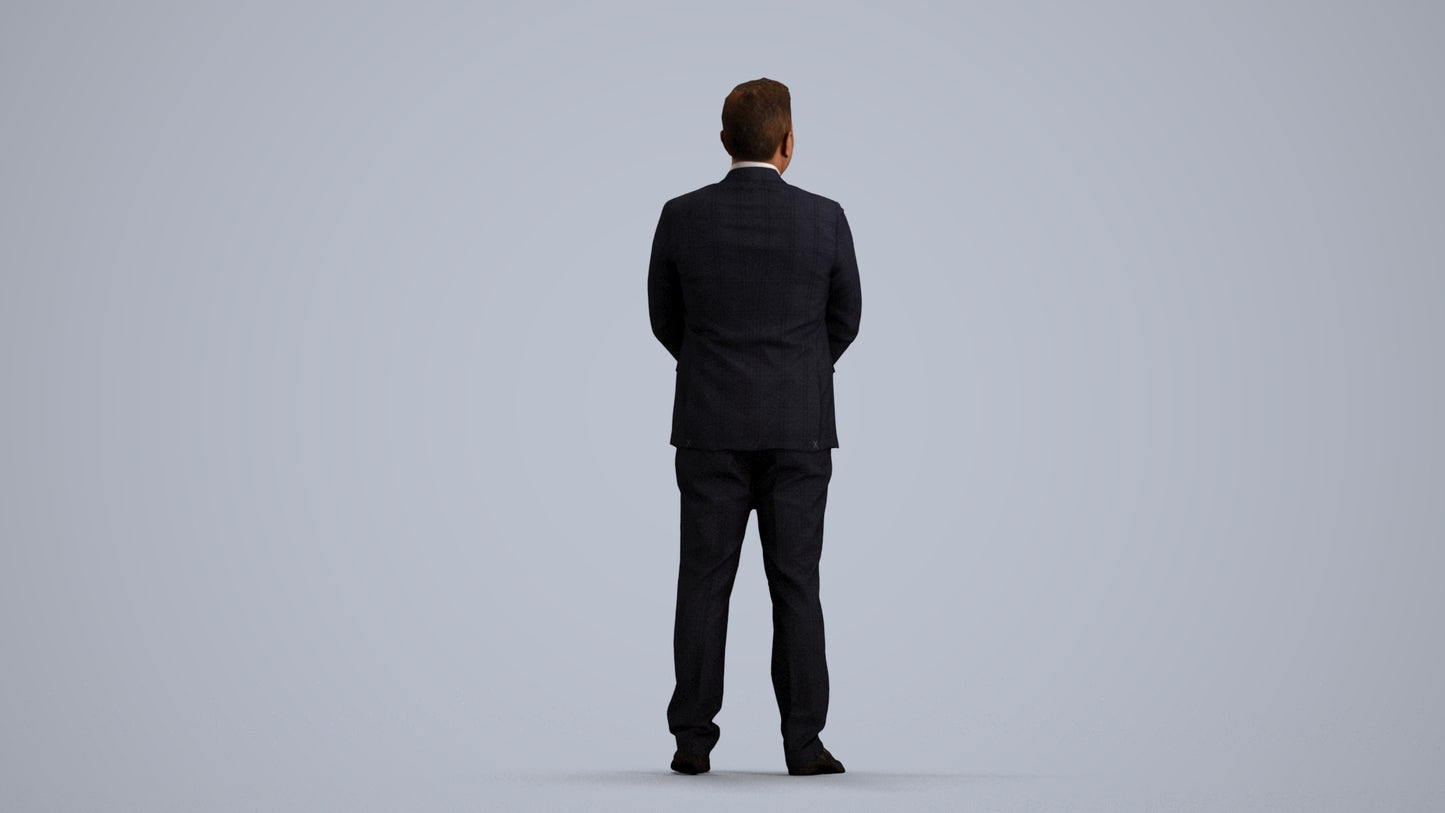 3D people model man business formalaffairs, scanned human for 3ds Max rendering, front view render