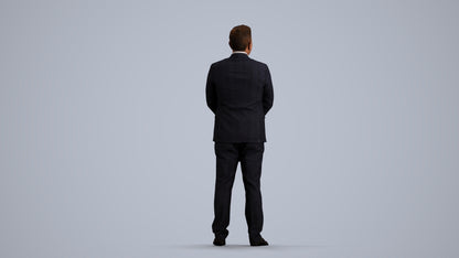 3D people model man business formalaffairs, scanned human for 3ds Max rendering, front view render
