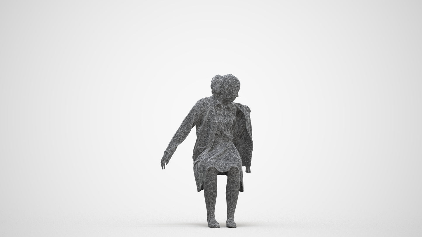 realistic 3D human girl kids, archviz people FBX OBJ for Blender, three-quarter front view render