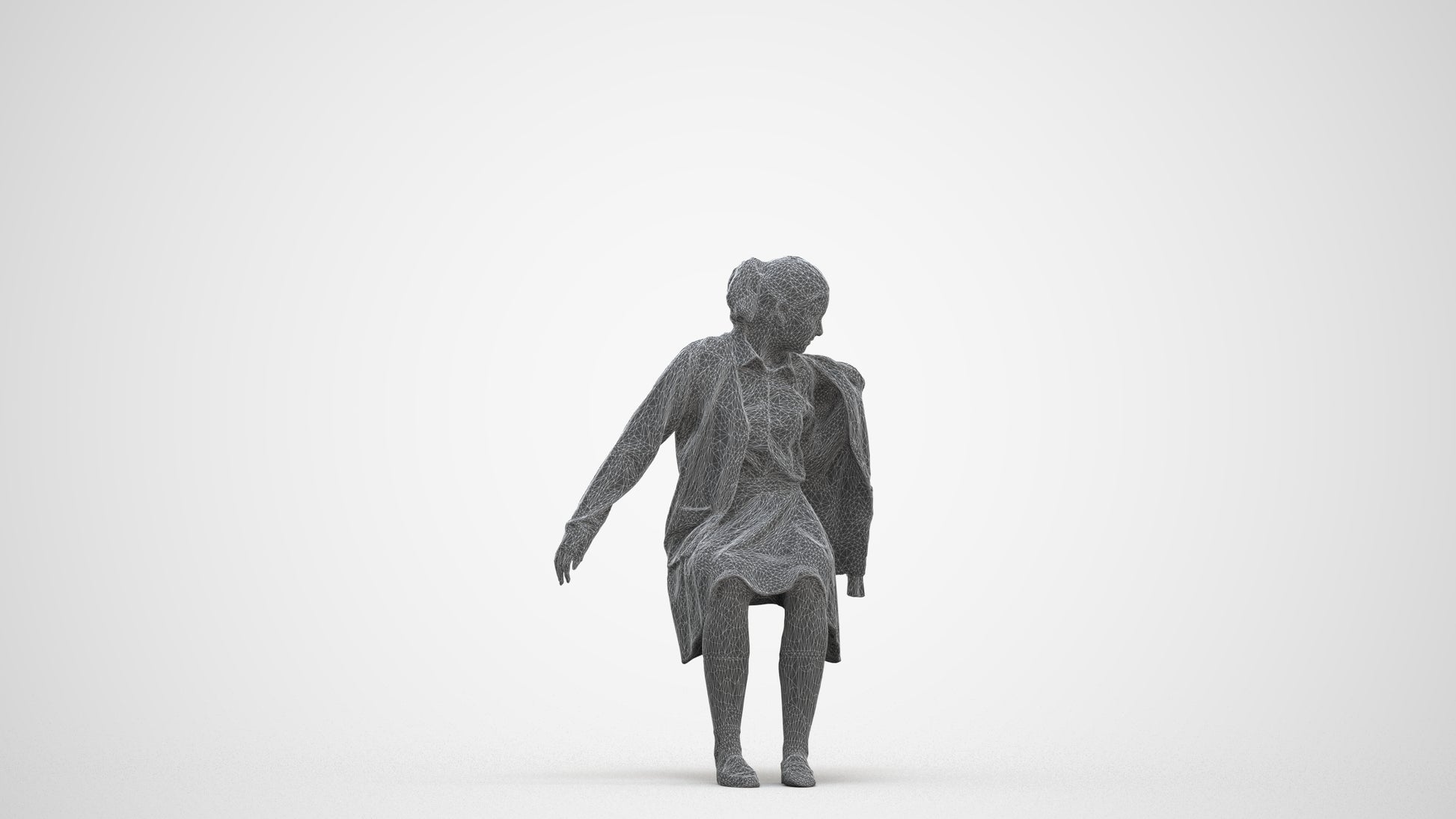 realistic 3D human girl kids, archviz people FBX OBJ for Blender, three-quarter front view render