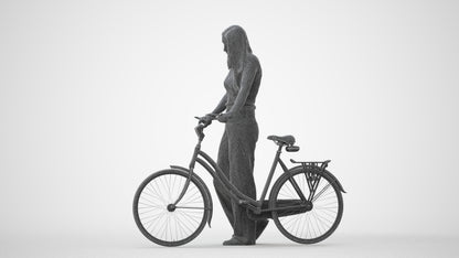 realistic 3D people woman casual cycling, render-ready for V-Ray and Corona, FBX OBJ, square thumbnail
