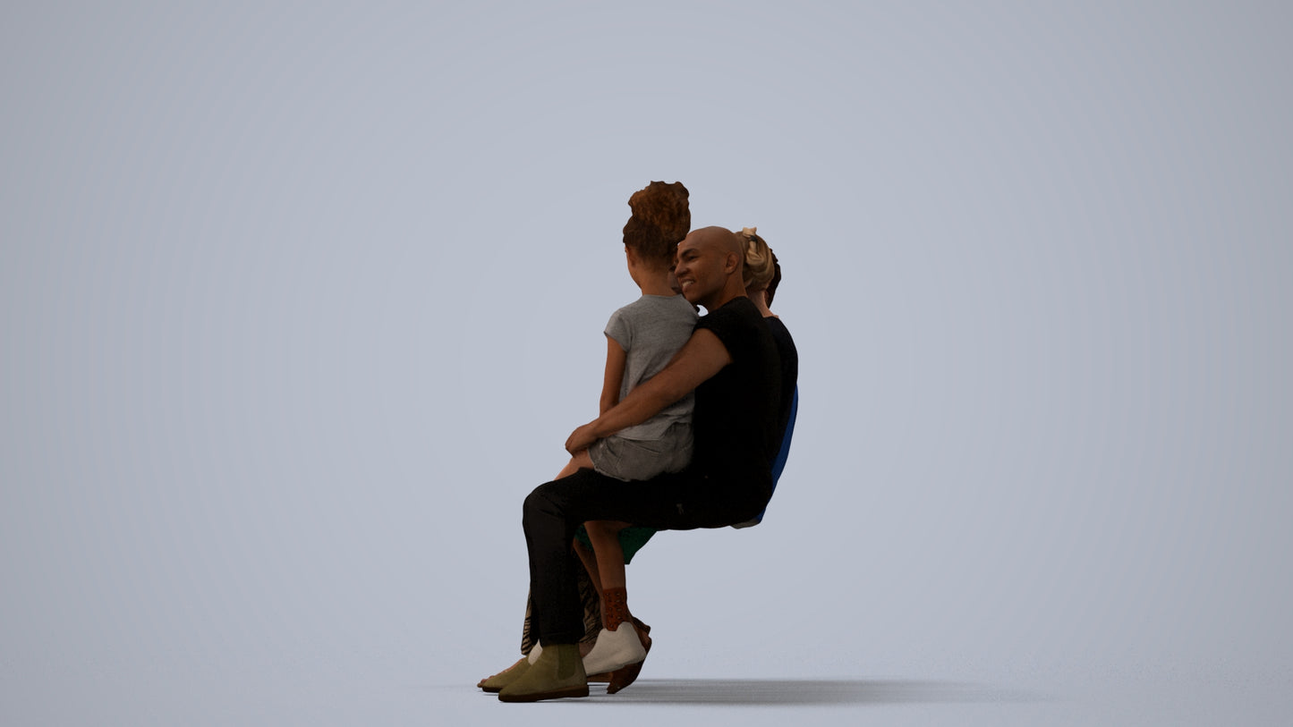 realistic 3D human girl casual kids, archviz people FBX OBJ for Blender, three-quarter view render