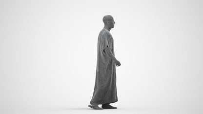 3D scanned man walking, photorealistic archviz people for Enscape and SketchUp, wireframe side view