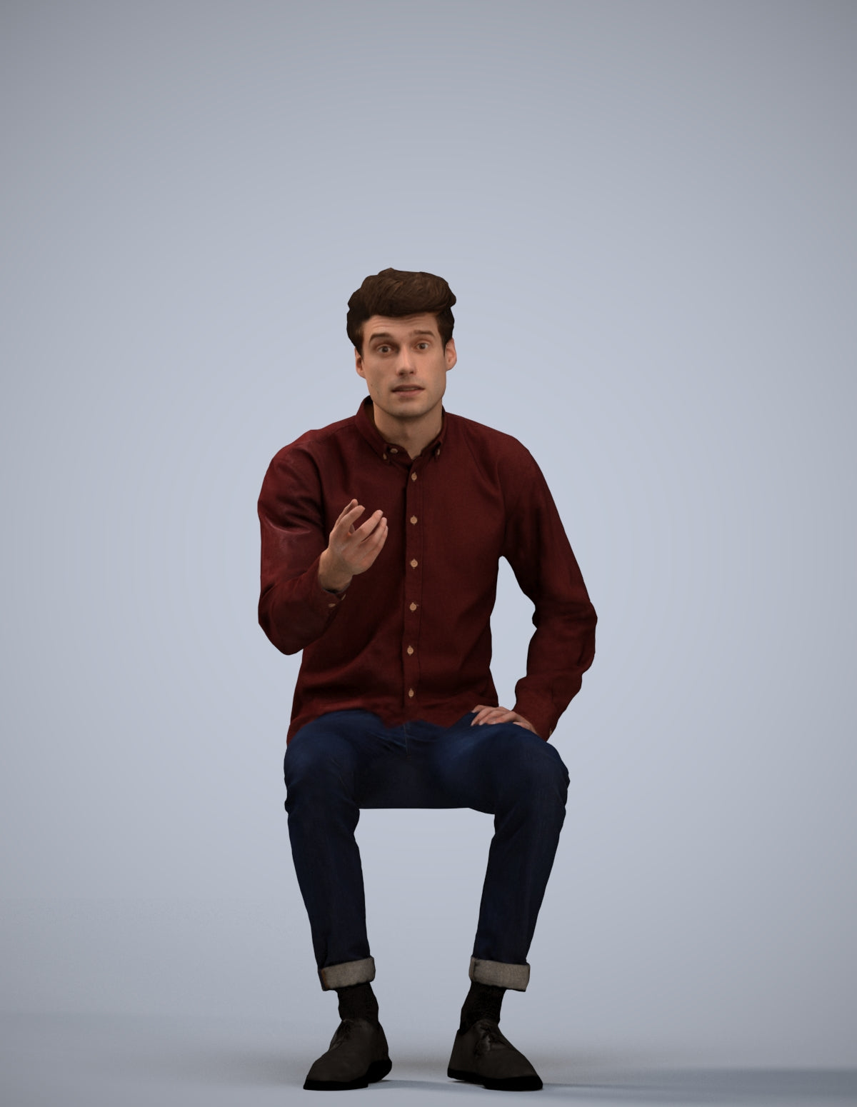 realistic 3D people man casual sitting, render-ready for V-Ray and Corona, FBX OBJ