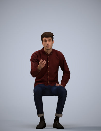 realistic 3D people man casual sitting, render-ready for V-Ray and Corona, FBX OBJ