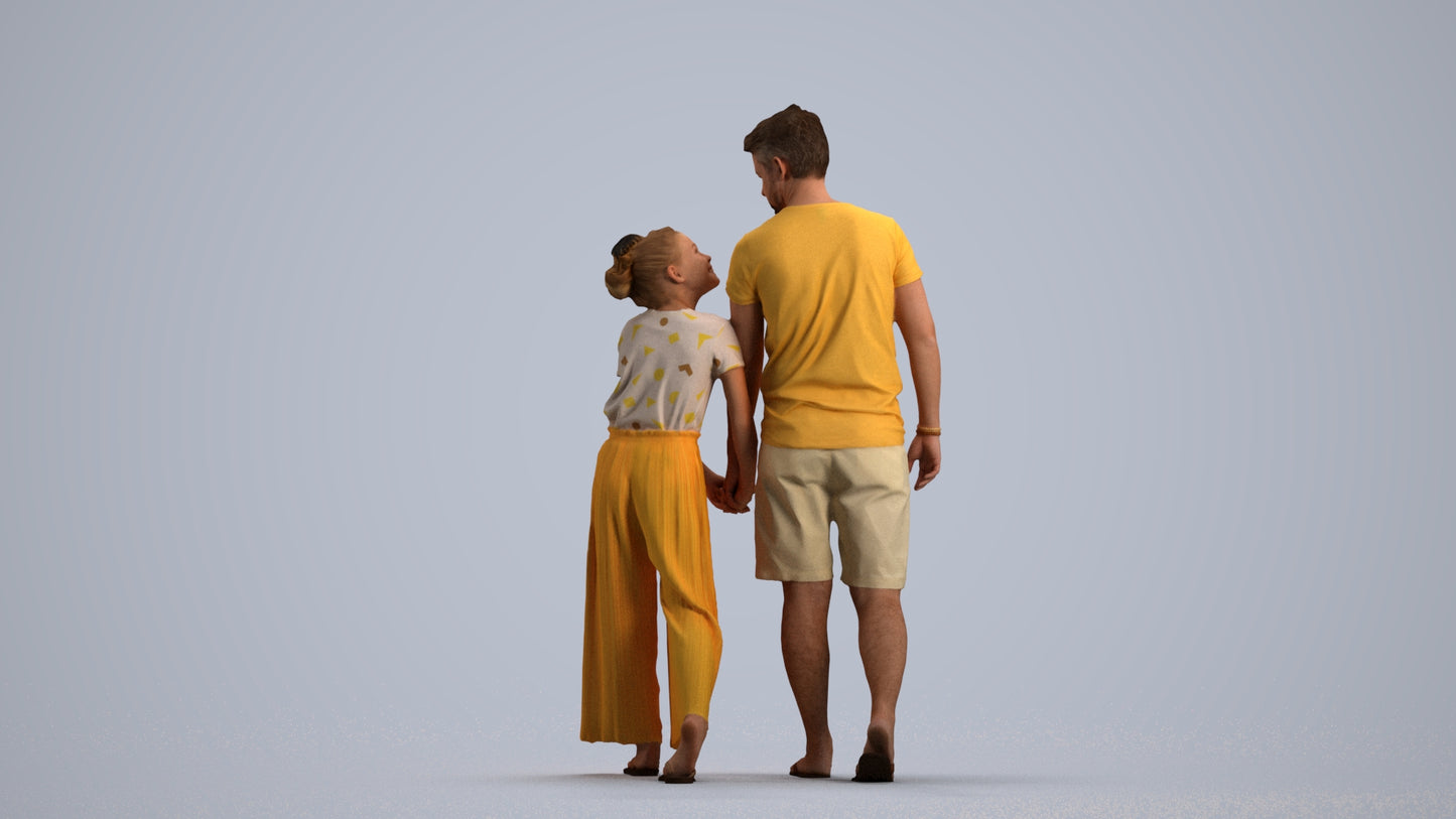 realistic 3D human girl casual kids, archviz people FBX OBJ for Blender, front view render