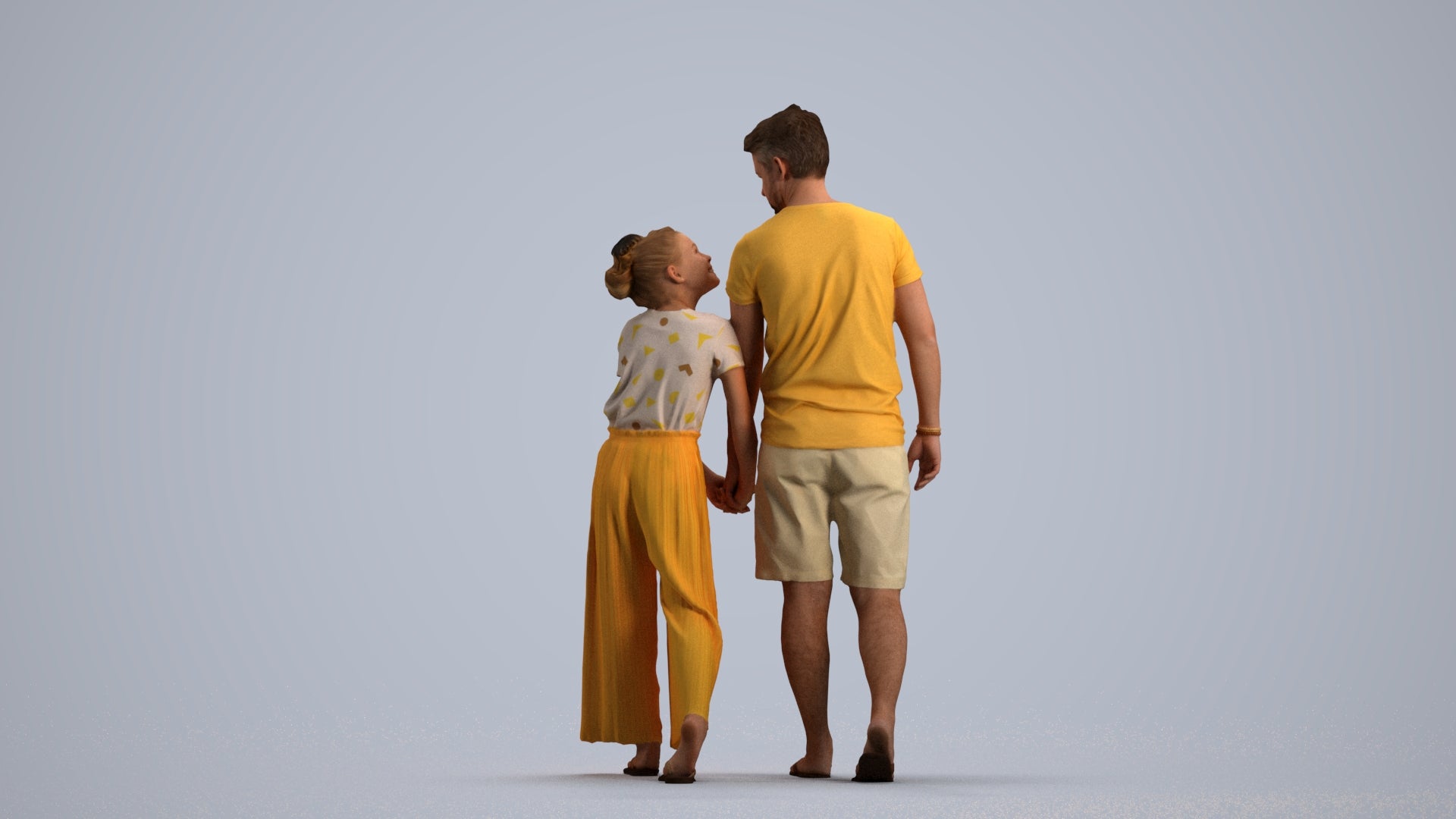 realistic 3D human girl casual kids, archviz people FBX OBJ for Blender, front view render