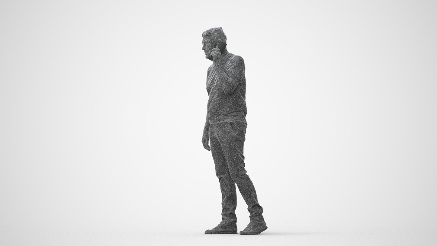 realistic 3D human senior man casual walking, archviz people FBX OBJ for Blender, square thumbnail