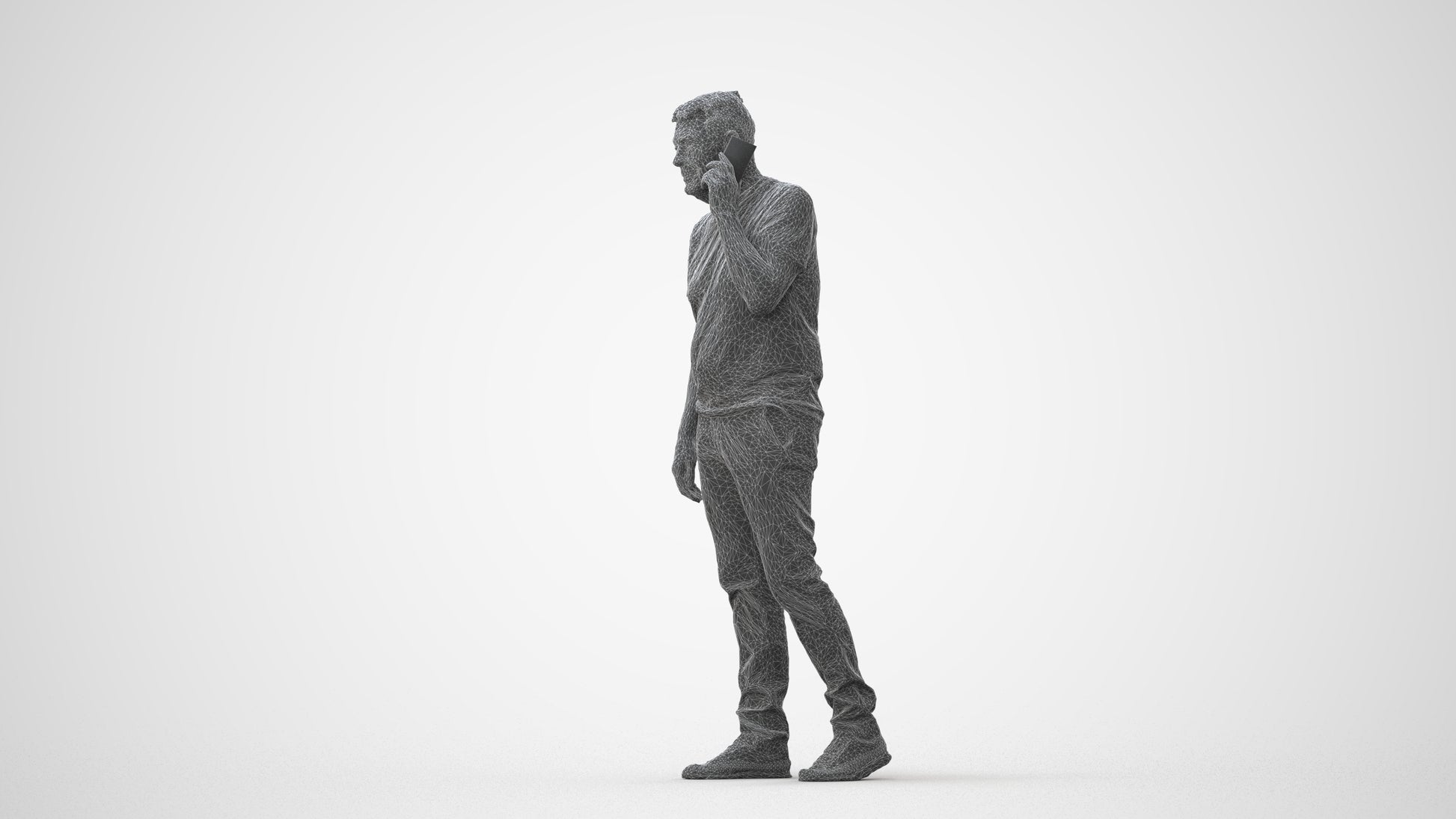 realistic 3D human senior man casual walking, archviz people FBX OBJ for Blender, square thumbnail