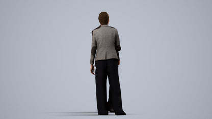 photogrammetry 3D woman business, realistic human model archviz FBX, side view render