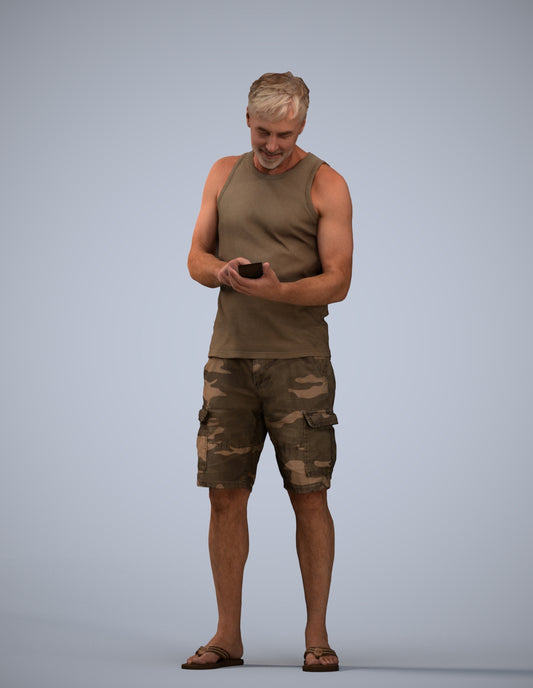 photogrammetry 3D man casual standing, realistic human model archviz FBX