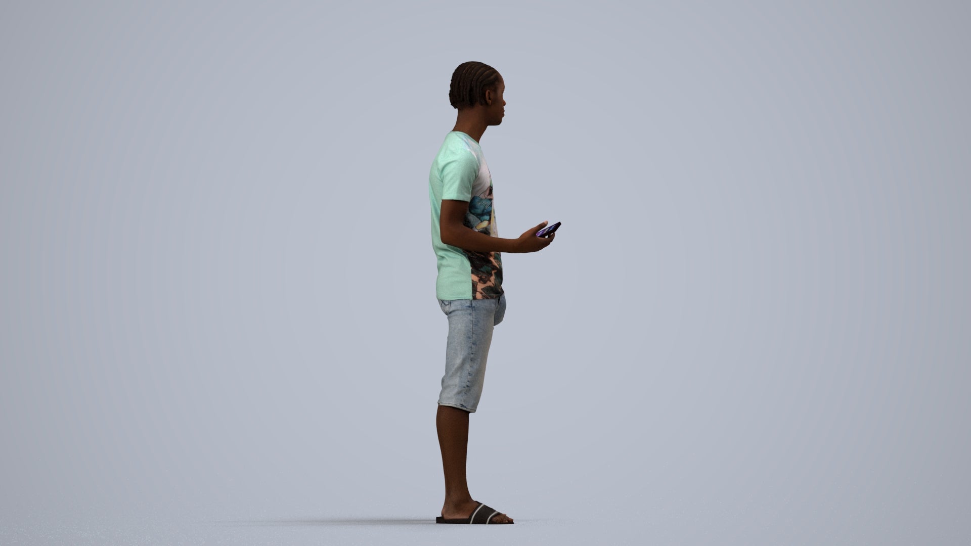 photogrammetry 3D boy casual kids, realistic human model archviz FBX, side view render