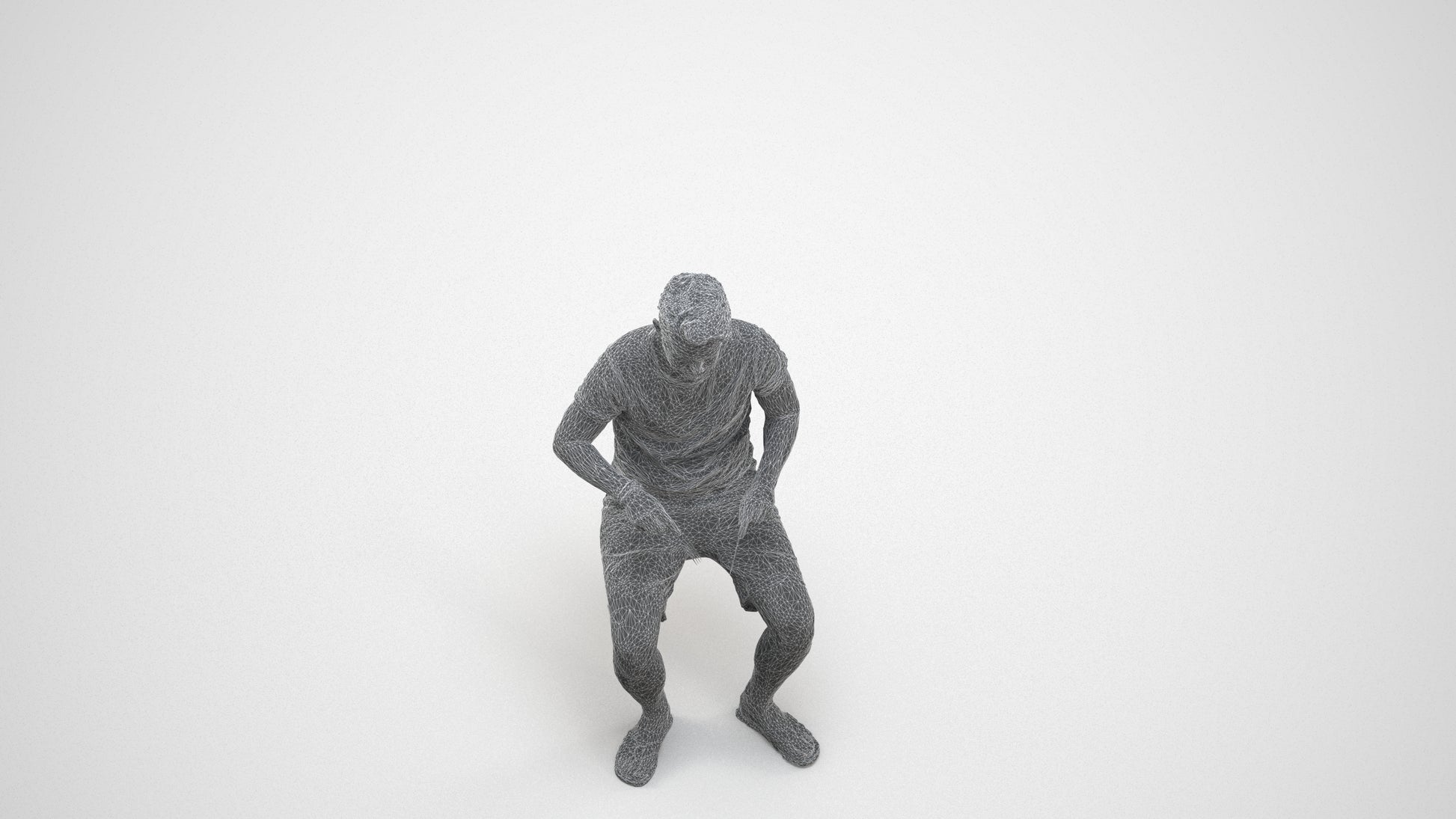 realistic 3D people man casual sitting, render-ready for V-Ray and Corona, FBX OBJ, wireframe three-quarter view