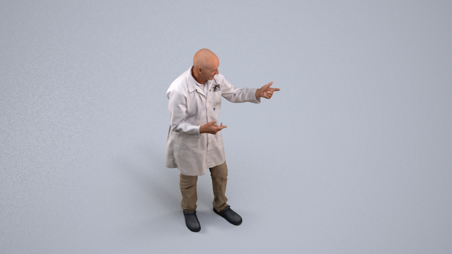 3D scanned senior man medical, photorealistic archviz people for Enscape and SketchUp, back view render
