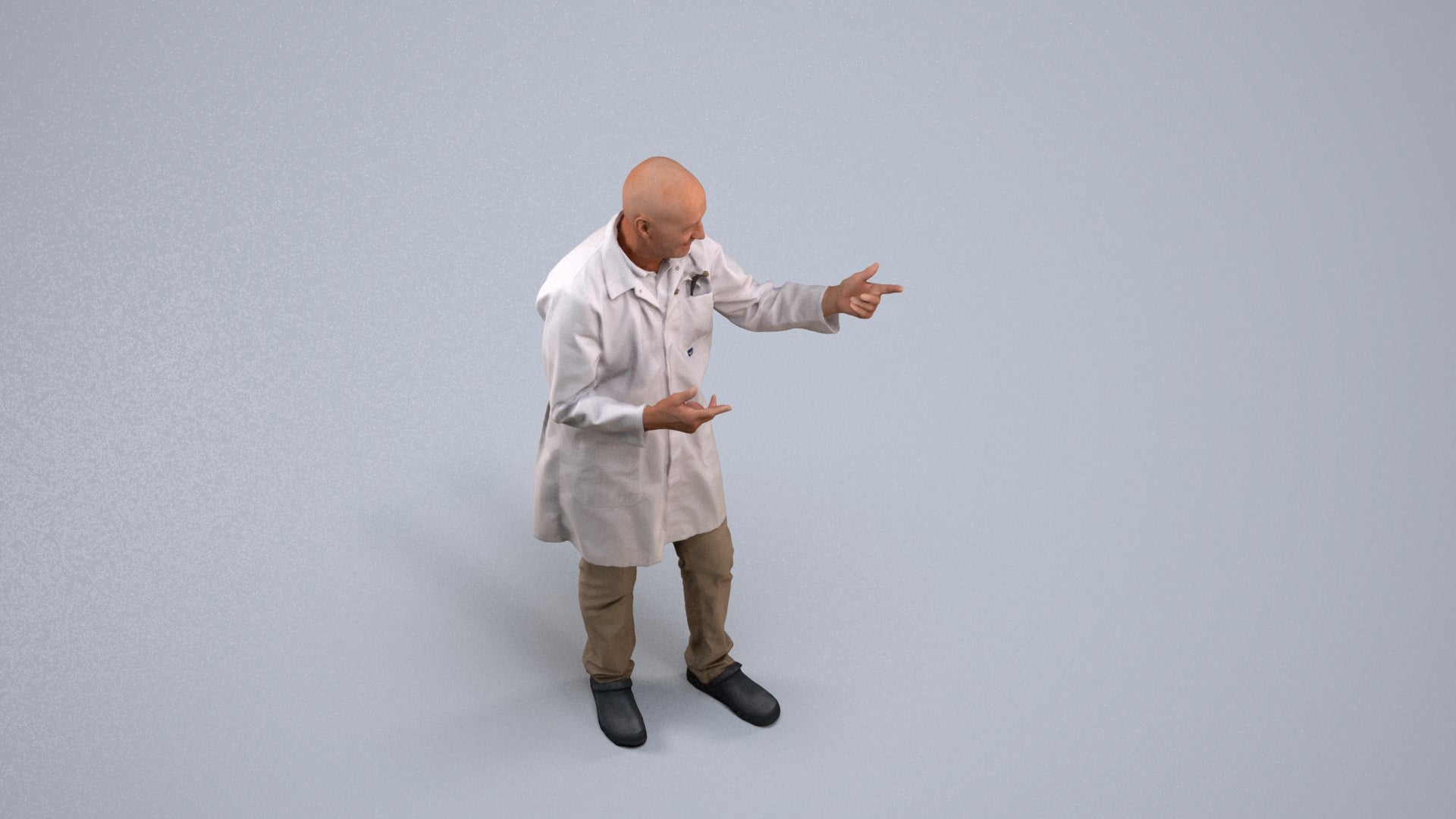 3D scanned senior man medical, photorealistic archviz people for Enscape and SketchUp, back view render