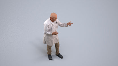 3D scanned senior man medical, photorealistic archviz people for Enscape and SketchUp, back view render