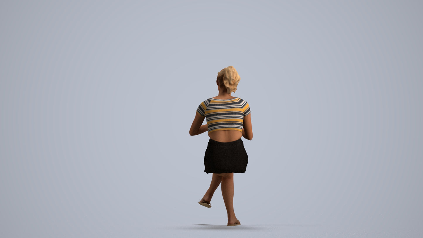 scanned 3D woman casual sitting, photogrammetry people for Enscape and V-Ray, front view render
