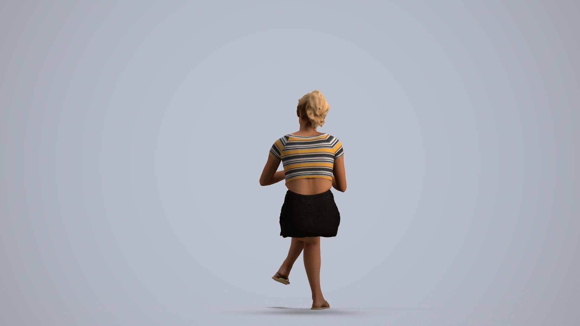 scanned 3D woman casual sitting, photogrammetry people for Enscape and V-Ray, front view render