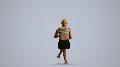 scanned 3D woman casual sitting, photogrammetry people for Enscape and V-Ray, front view render