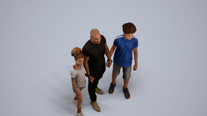 realistic 3D human girl casual kids, archviz people FBX OBJ for Blender, back view render