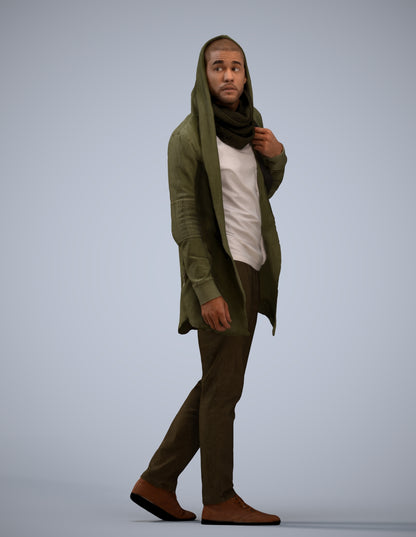 realistic 3D man casual walking, scanned archviz people for Blender and 3ds Max