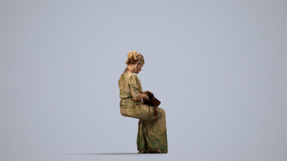 3D people model woman casual standing, scanned human for 3ds Max rendering, side view render