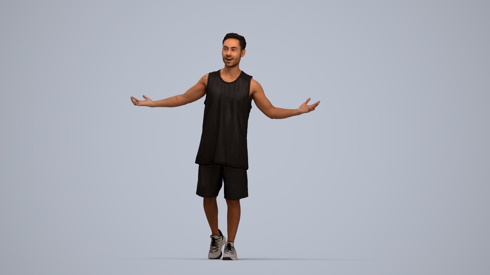 realistic 3D people man sport, render-ready for V-Ray and Corona, FBX OBJ, top-down view render