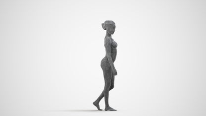 scanned 3D woman pool, photogrammetry people for Enscape and V-Ray, wireframe side view