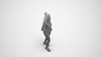 3D people model woman casual standing, scanned human for 3ds Max rendering, wireframe three-quarter view
