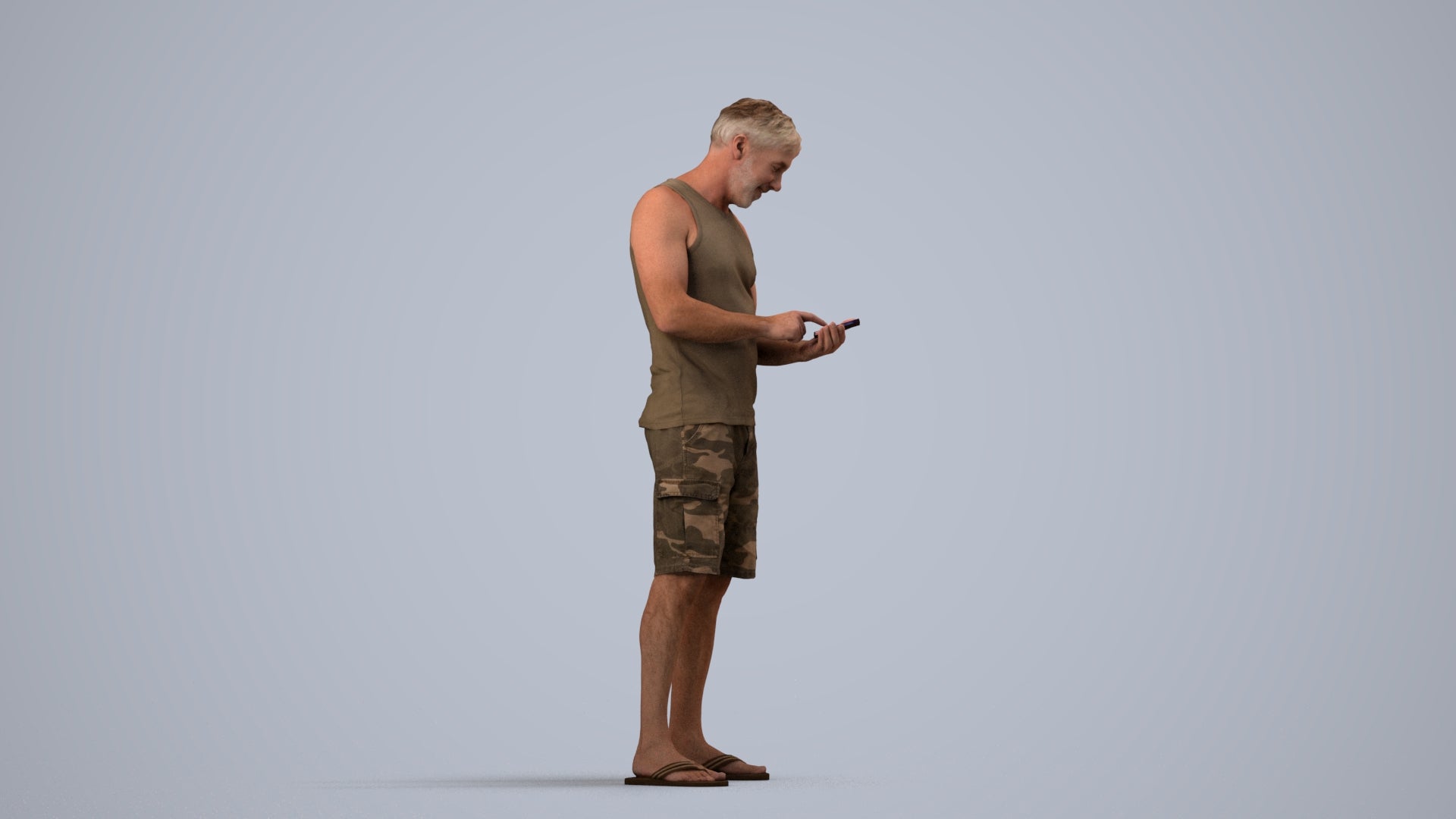 photogrammetry 3D man casual standing, realistic human model archviz FBX, side view render