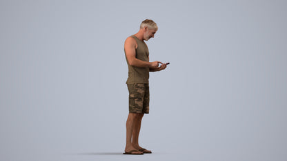 photogrammetry 3D man casual standing, realistic human model archviz FBX, side view render